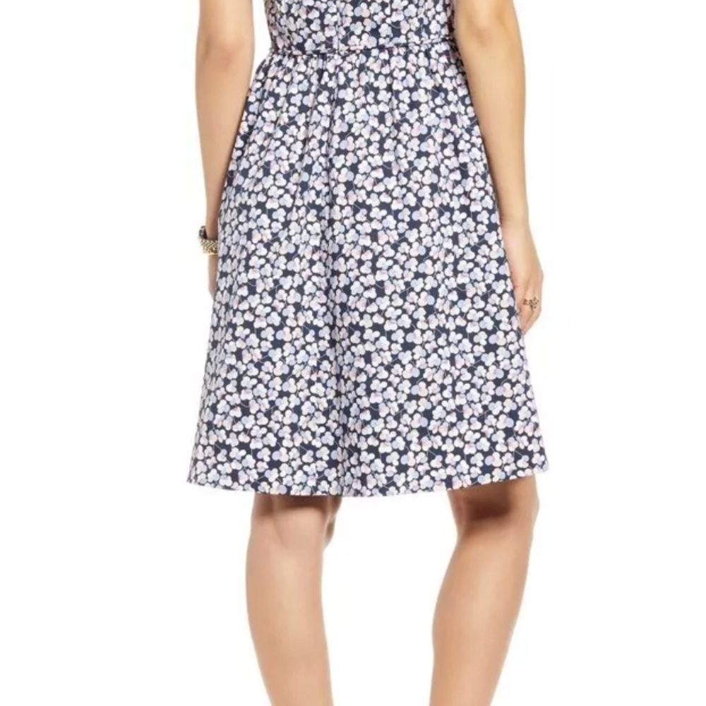 1901 Women's Size 6 Sleeveless Poplin Navy Floral Dress - Picture 2 of 13